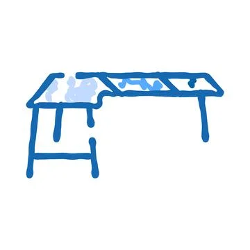 Corner desk doodle drawing creating a home office workspace Stockillustratie