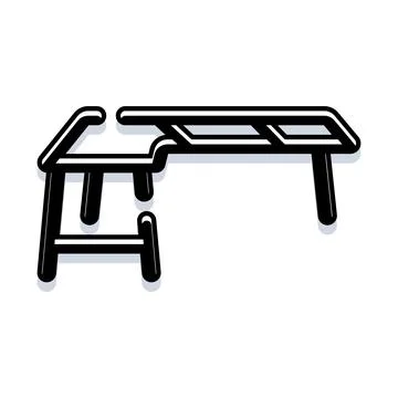 Corner desk icon representing office workspace furniture Stock Illustration