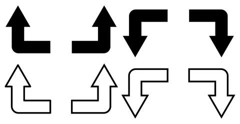 Corner up down arrow direction traffic signal. Curved arrow navigation concept. Stock Illustration