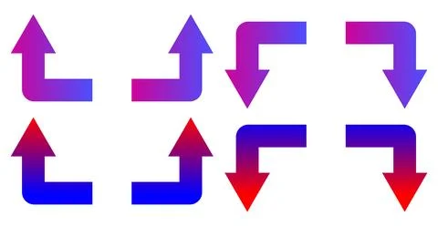 Corner up down arrow direction traffic signal. Curved arrow navigation concept. Stock Illustration