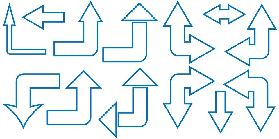 Corner up down arrow direction traffic signal. Curved arrow navigation concept. Stock Illustration