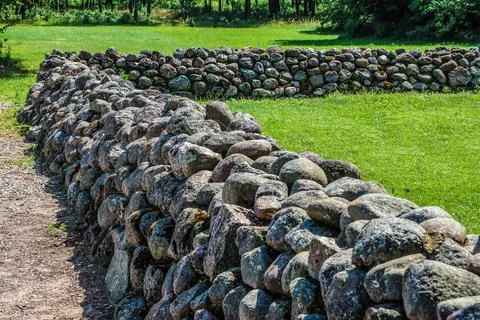 Corner of dry stone wall Stock Photos