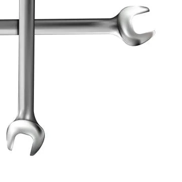 Corner element, crosshairs of realistic hand wrench or spanner isolated on wh Stock Illustration