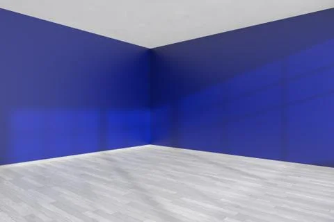 Corner of empty blue room with white floor Stock Illustration