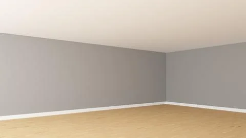 Corner of the Empty Interior with a Light Grey Wall, White Ceiling Stock Illustration