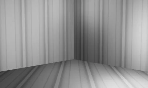 Corner of empty room with white walls floor 3d rendering Stock Illustration