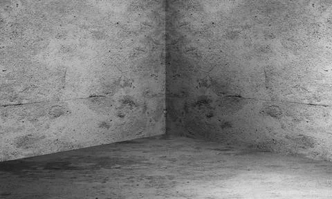 Corner of empty room with white walls floor 3d rendering Stock Illustration