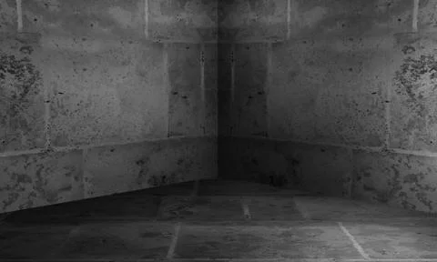 Corner of empty room with white walls floor 3d rendering Stock Illustration