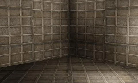 Corner of empty room with white walls floor 3d rendering Stock Illustration