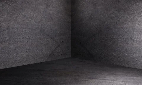 Corner of empty room with white walls floor 3d rendering Stock Illustration