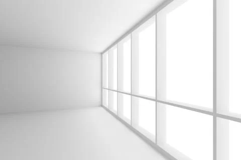 Corner of empty white business office room with large window Stock-Illustration