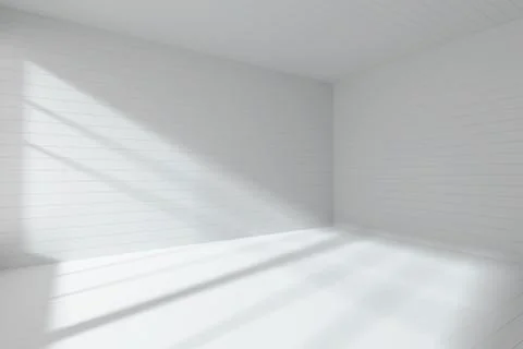 Corner of empty white room made with flat horizontal white planks Stock Illustration
