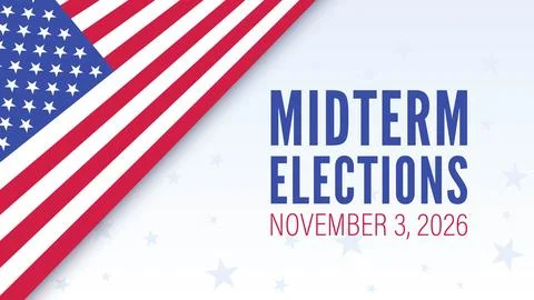 Corner Flag Light Blue Stars Background November 3 2026 Elections Stock Illustration