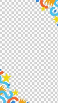 Corner flat decor is combining stars, ribbons, bursts, round accents on clear Stock Illustration
