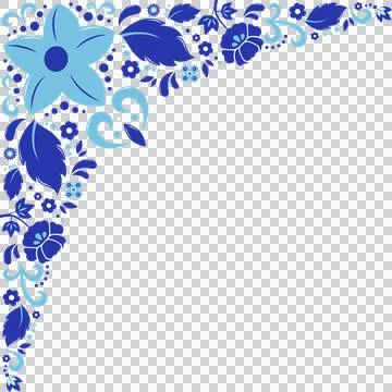 Corner floral border is extending on transparent background, with stylized Stock Illustration