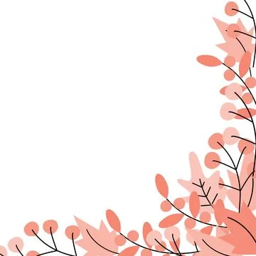 Corner frame of abstract branches and twigs with berries and leaves in trendy Illustrazione stock