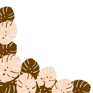 Corner frame with an abstract image of monstera leaves in trendy shades Stock Illustration