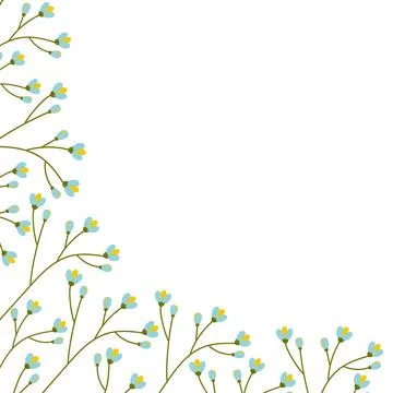 Corner frame of Blooming branches with copy space. Springtime Blossoms Border Stock Illustration