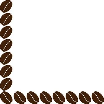Corner frame border of coffee beans in trendy brown greetings or cards design Stock Illustration