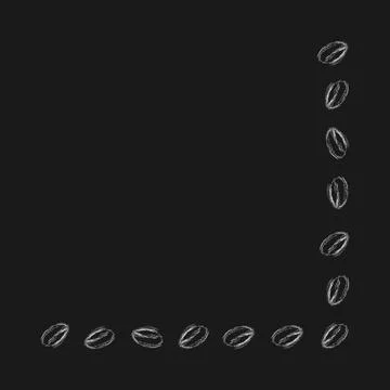 Corner Frame border Coffee Beans Chalk Effect Minimalist Copy space Template Illustrazione stock