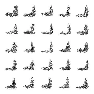 Corner frame collection set. Floral elegant Design element vector. Collection se Stock Illustration