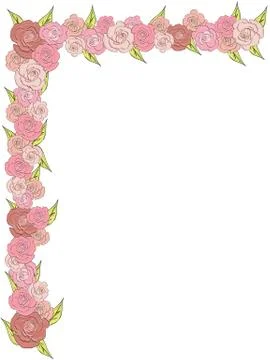 Corner frame of delicate roses, wedding 스톡 일러스트