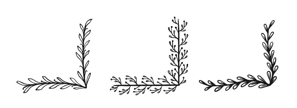 Corner frame drawn in doodle style isolated on a white background A set of fr Stock Illustration