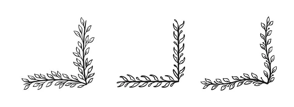 Corner frame drawn in doodle style isolated on a white background A set of fr Stock Illustration