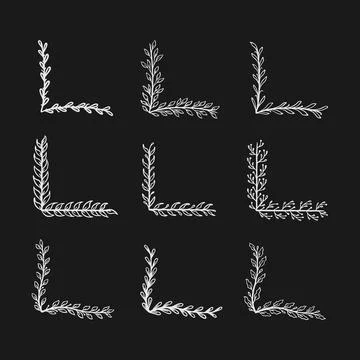 Corner frame drawn in doodle style A set of frames hand draw Vector Stock Illustration