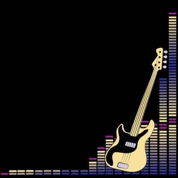 Corner frame with a guitar and an equalizer for the design of music commercials Stock Illustration
