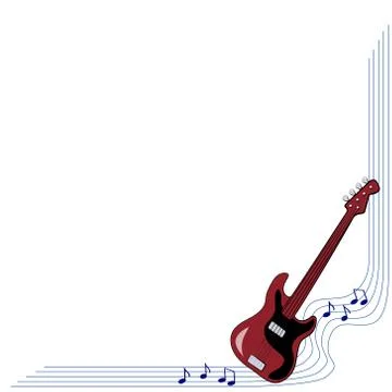 Corner frame with a guitar r for the design of music commercials, cards Stock Illustration