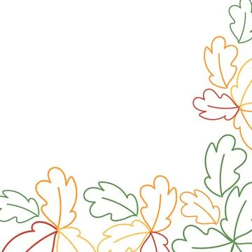 Corner frame made of leaves of different colors in trendy shades. Template Illustrazione stock
