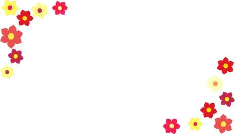 Corner frame made of red and yellow flowers Stock Illustration