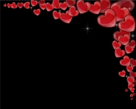 Corner frame of red hearts on a white background Stock Illustration
