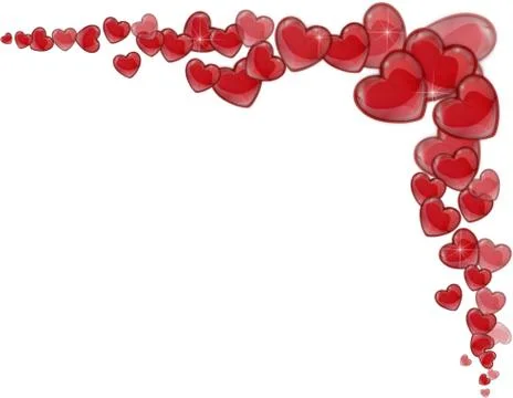 Corner frame of red hearts on a white background Stock Illustration