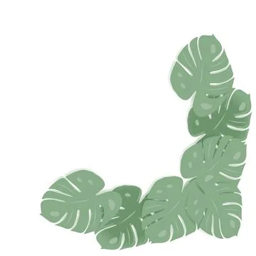 Corner frame in trendy colors with exotics leaves monstera. Copyspace. Isolate Stock Illustration