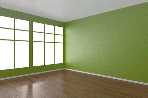 Corner of green empty room with windows Stock Illustration