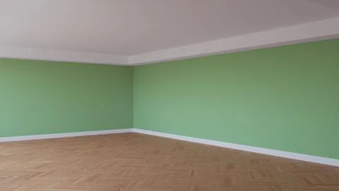 Corner of the Green Room with a White Ceiling and Cornice Illustrazione stock