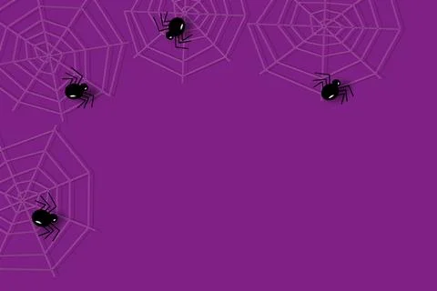 Corner Halloween frame border with spiders and cobwebs in traditional purple Stock Illustration