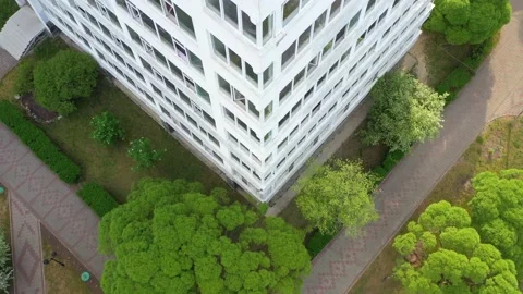 Corner high-rise white building, aerial photography Stock Footage 171630472