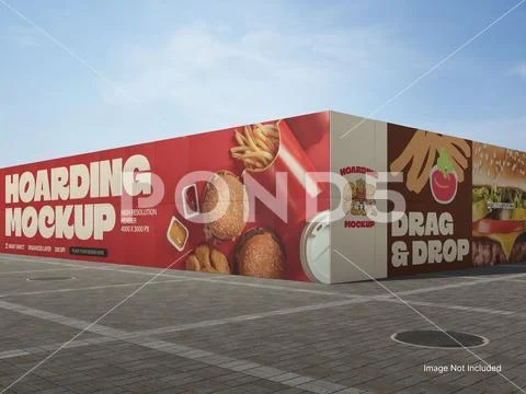Corner Hoarding Mockup at Sideroad PSD Template