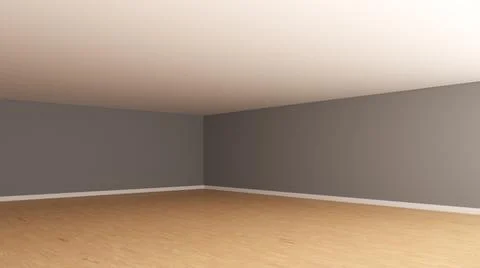Corner of the Interior with Grey Walls, White Ceiling, Light Parquet Flooring Stock Illustration