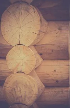 Corner joint on a log cabin Stock Photos