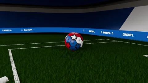 Corner kick launching patterned soccer ball spinning onto pitch for corner Stock Footage 333286207