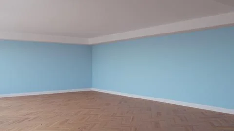 Corner of the Light Blue Interior with a White Ceiling and Cornice Stock Illustration