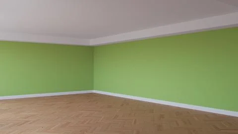 Corner of the Light Green Room with a White Ceiling and Cornice Stock Illustration
