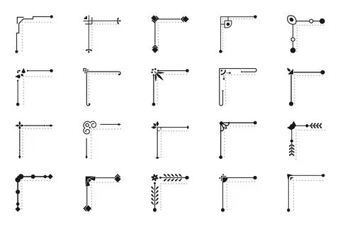 Corner line border icon decor page text set vector Stock Illustration