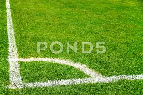 Corner line of soccer field Stock Photos