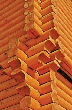 Corner of log house Stock Photos