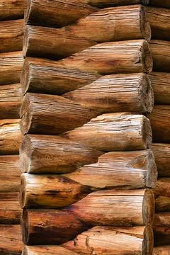 Corner of log house Stock Photos